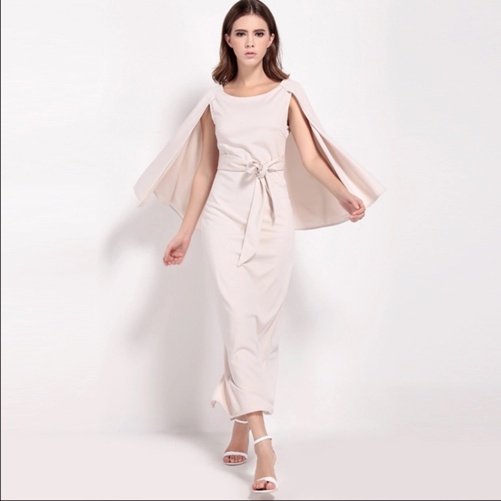 Light pink dress with cape and low back